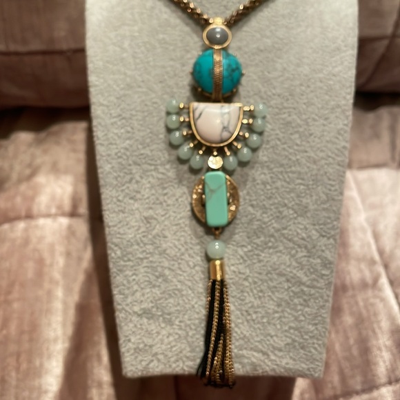 Stella & Dot Turquoise Tassel 4 ways to wear Necklace - Picture 6 of 11